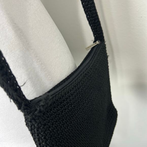 The Sak Purse Black Knit Crochet Shoulder Bag Knitted Shoulder Bag Boho Woven - Picture 8 of 11
